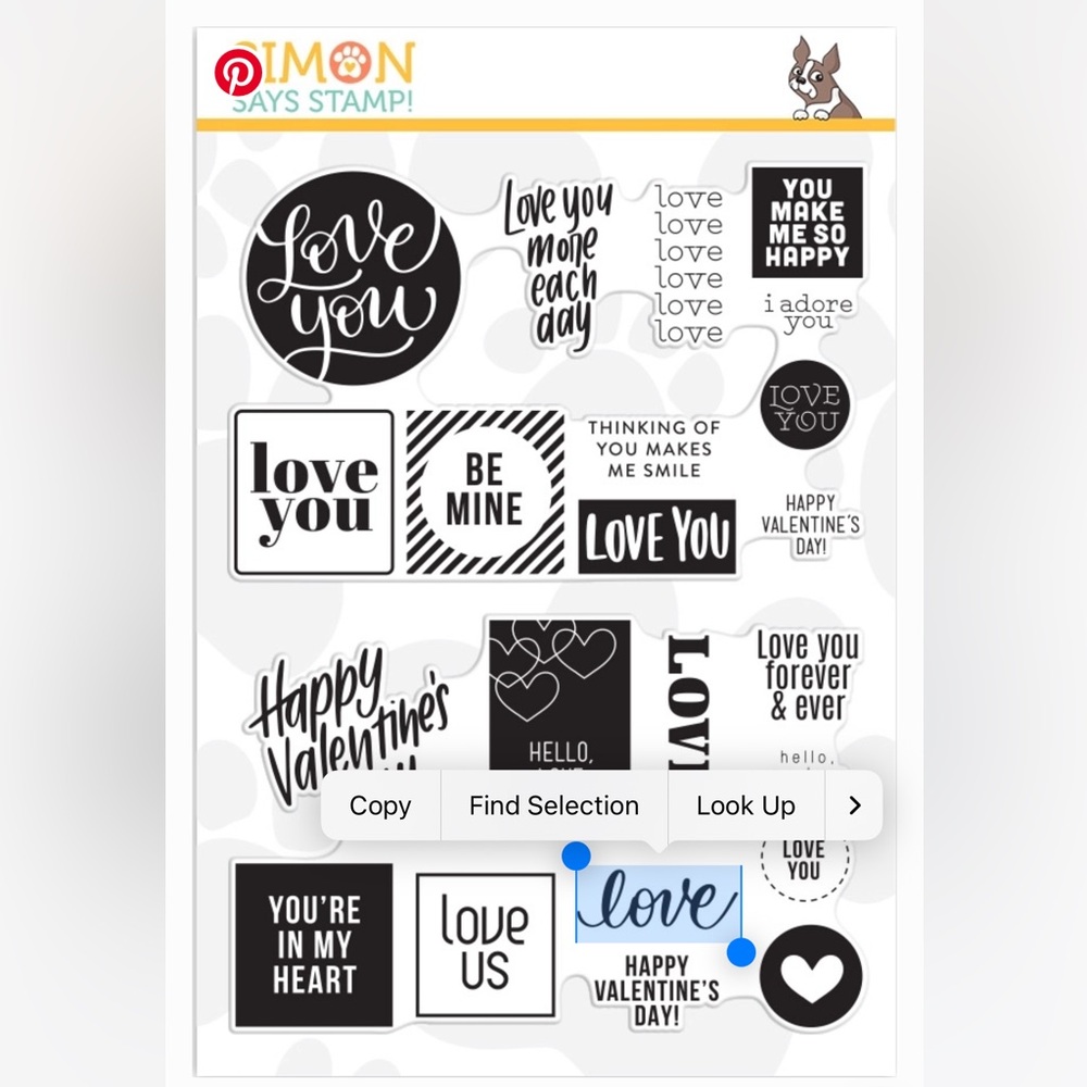Simon Says Stamp Love and Valentines word mix 2